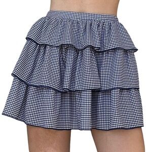 Gingham Ruffle Mini Skirt